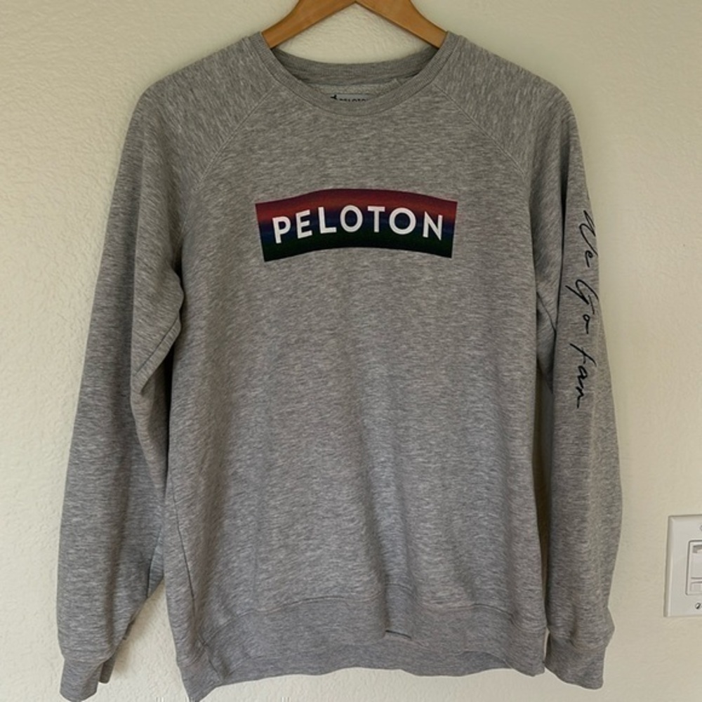 Peloton Together We Go Far gray crew neck sweater medium